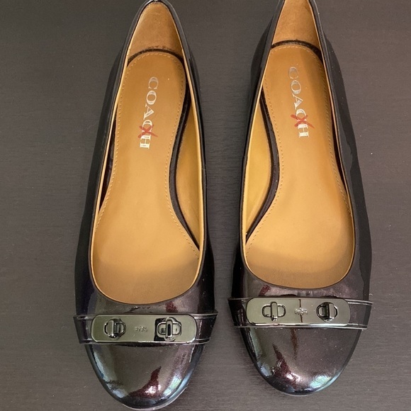 COACH Womens Oswald Slip-On Ballet Flats Brown Patent Leather - Picture 4 of 12